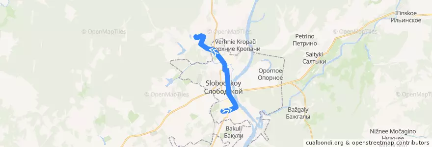 Mapa del recorrido Автобус № 5:Второй поселок - д.Денисовы de la línea  en Слободской район.