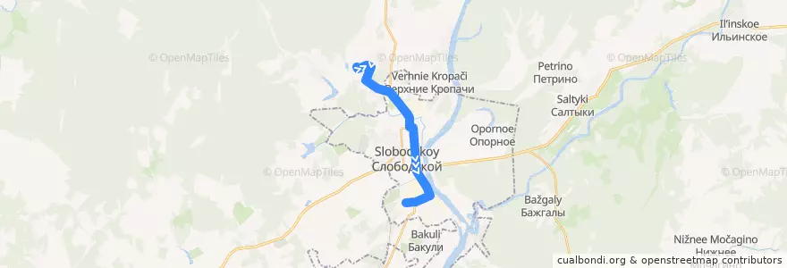 Mapa del recorrido Автобус № 5:д.Денисовы - Второй поселок de la línea  en Слободской район.