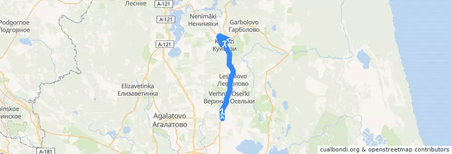 Mapa del recorrido Автобус № 616: Нижние Осельки => ж/д ст. Грузино de la línea  en Всеволожский район.