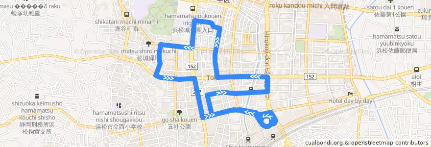 Mapa del recorrido まちなか西ループ de la línea  en 中区.