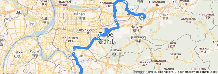 Mapa del recorrido 臺北市 284 汐止社后-捷運景美站(往程) de la línea  en Taipei.