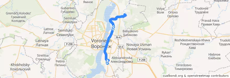 Mapa del recorrido Автобус №11: Ростовская - Почта de la línea  en городской округ Воронеж.