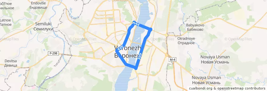 Mapa del recorrido Автобус №1КВ: Кольцовский сквер - Кольцовский сквер de la línea  en городской округ Воронеж.
