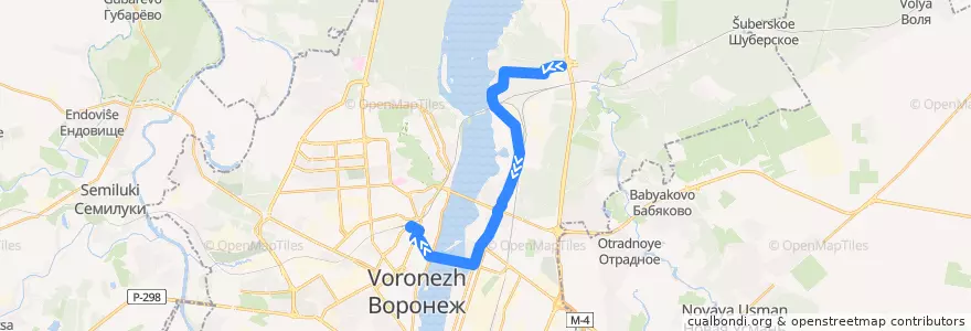 Mapa del recorrido Автобус №3Н: Видеофон - Вокзал Воронеж 1 de la línea  en городской округ Воронеж.