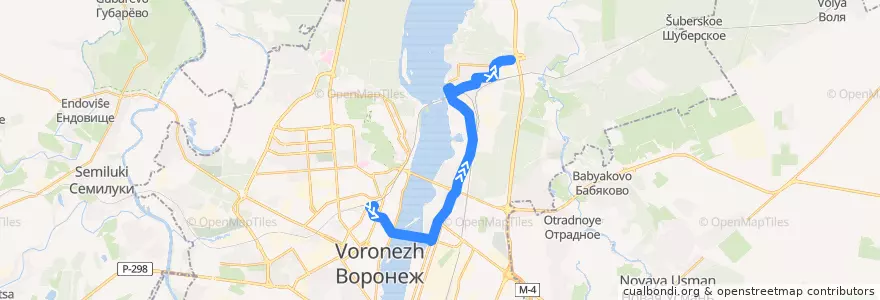 Mapa del recorrido Автобус №3Н: Вокзал Воронеж 1 - Видеофон de la línea  en городской округ Воронеж.