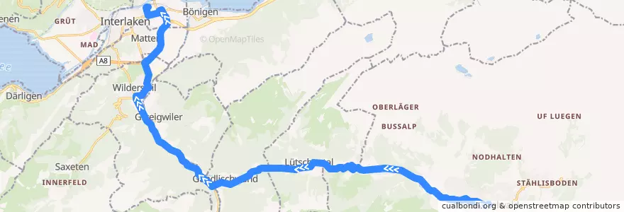 Mapa del recorrido Bus 312: Grindelwald => Interlaken Ost de la línea  en Verwaltungskreis Interlaken-Oberhasli.