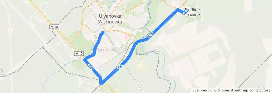 Mapa del recorrido Автобус № 334: Ульяновка => Гладкое de la línea  en Тосненский район.