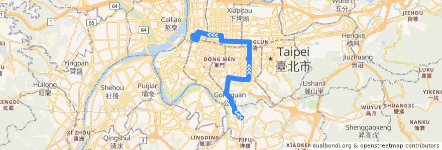 Mapa del recorrido 臺北市 52 興隆-中興醫院(往程) de la línea  en 臺北市.