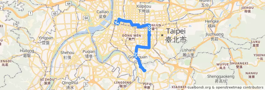 Mapa del recorrido 臺北市 52 興隆-中興醫院(返程) de la línea  en 台北市.