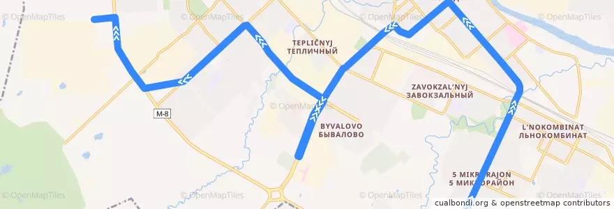 Mapa del recorrido Автобус №40: Архангельская - ВПЗ de la línea  en городской округ Вологда.