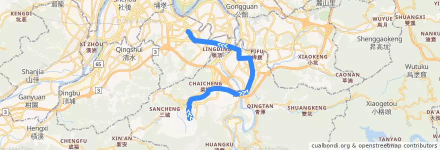 Mapa del recorrido 新北市 綠8 (G8) (往程) 台北小城-中和 de la línea  en 신베이 시.