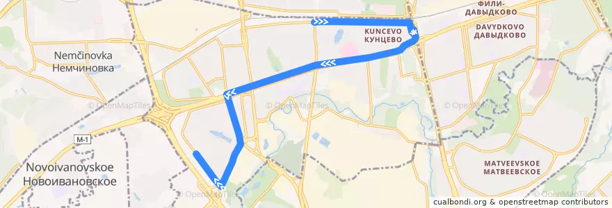 Mapa del recorrido Автобус 609: станция Кунцево - Беловежская улица de la línea  en Можайский район.