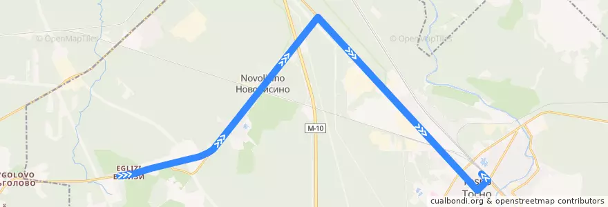 Mapa del recorrido Автобус № 315: Еглизи => Тосно de la línea  en Тосненское городское поселение.
