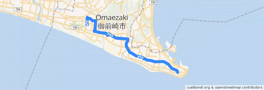 Mapa del recorrido 御前崎市内線 de la línea  en Omaezaki.
