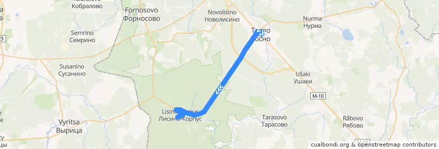 Mapa del recorrido Автобус № 313: Тосно => ж/д ст. Лустовка de la línea  en Тосненский район.