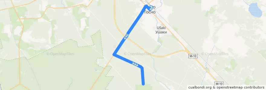 Mapa del recorrido Автобус № 313А: Тосно => Рубеж de la línea  en Тосненское городское поселение.
