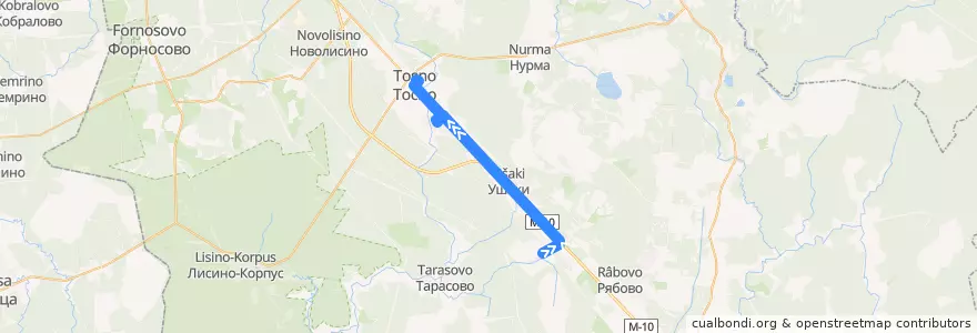 Mapa del recorrido Автобус № 314: Георгиевское => Ушаки => Тосно de la línea  en Тосненское городское поселение.