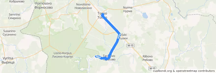 Mapa del recorrido Автобус № 326: Рублёво => Тосно de la línea  en Тосненское городское поселение.