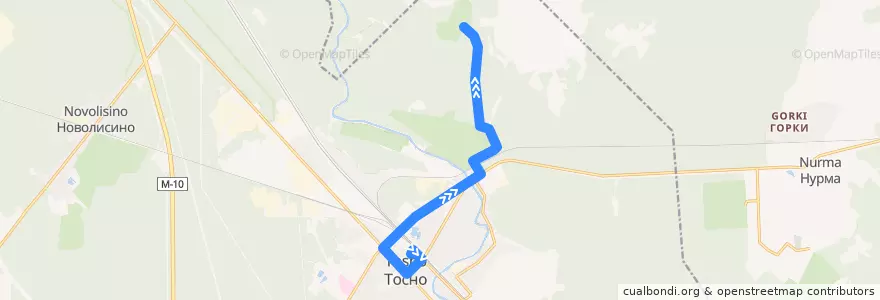 Mapa del recorrido Автобус № 2: Тосно => Чёрная Грива de la línea  en Тосненское городское поселение.