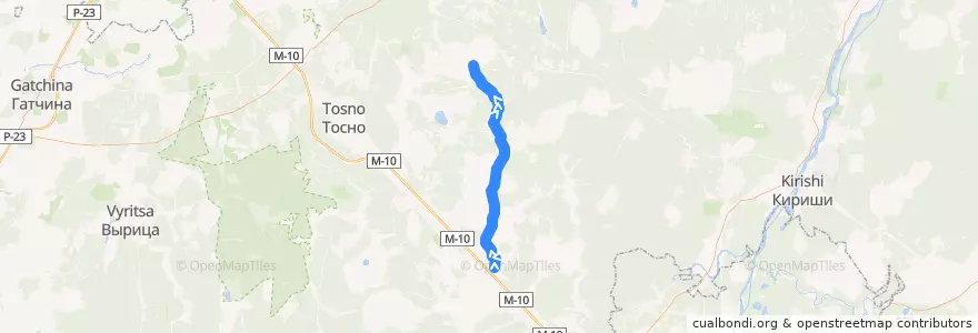 Mapa del recorrido Автобус № 329: Любань => Шапки de la línea  en Любанское городское поселение.