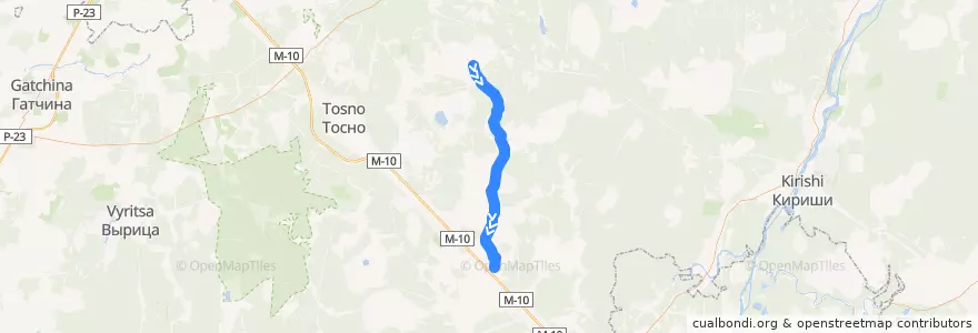 Mapa del recorrido Автобус № 329: Шапки => Любань de la línea  en Любанское городское поселение.