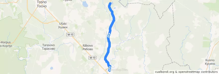 Mapa del recorrido Автобус № 327: Любань => Костуя de la línea  en Любанское городское поселение.