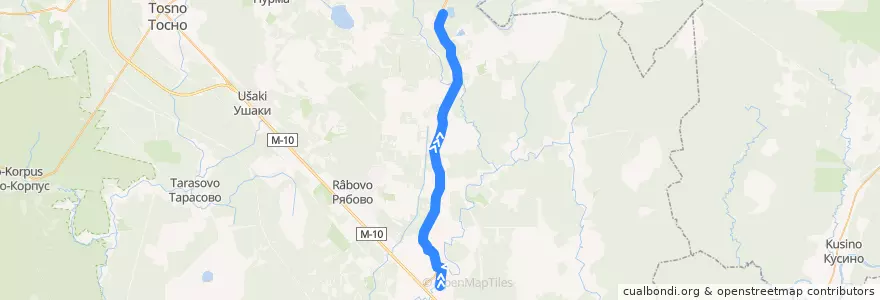 Mapa del recorrido Автобус № 327: Костуя => Любань de la línea  en Любанское городское поселение.