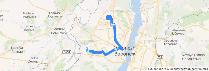 Mapa del recorrido Автобус №27: Перхоровича - Храм de la línea  en городской округ Воронеж.