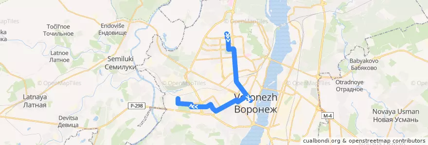 Mapa del recorrido Автобус №27: Храм - Перхоровича de la línea  en городской округ Воронеж.