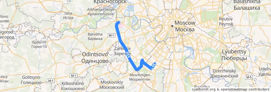 Mapa del recorrido Автобус 816: Метро "Калужская" => ВКНЦ de la línea  en Центральный федеральный округ.