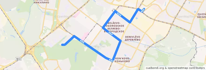 Mapa del recorrido Автобус 295: станция метро "Калужская" - 9-й микрорайон Тёплого Стана de la línea  en Юго-Западный административный округ.