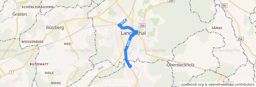 Mapa del recorrido Bus 64: Langenthal, Bahnhof => Lotzwil, Unterdorf de la línea  en Langenthal.