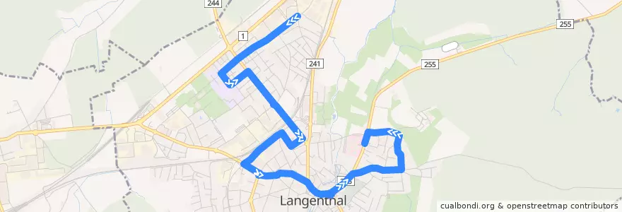 Mapa del recorrido Bus 63: Langenthal, Industrie Nord => Spital de la línea  en Langenthal.