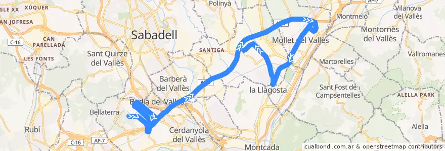 Mapa del recorrido bus 365 Bellaterra - Santa Perpètua de la línea  en Barcelona.