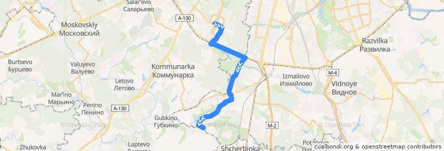 Mapa del recorrido Автобус 202: Метро "Ясенево" - Остафьевская улица de la línea  en Юго-Западный административный округ.