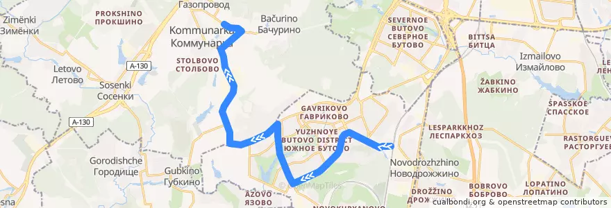 Mapa del recorrido Автобус 288: Станция Бутово - микрорайон "Эдальго" de la línea  en Moskou.