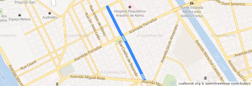 Mapa del recorrido Mocambinho/Santa Sofia e Promorar de la línea  en Teresina.