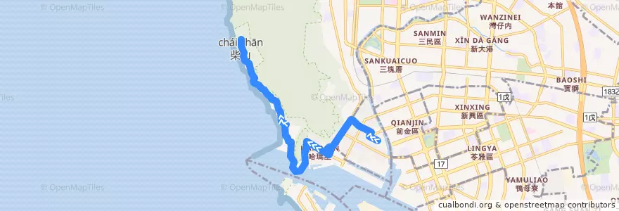 Mapa del recorrido 99路(往程) de la línea  en کائوهسیونگ.