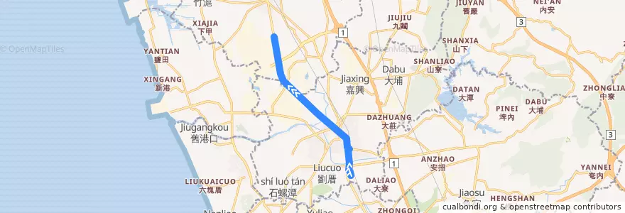 Mapa del recorrido 紅69B(往程) de la línea  en 가오슝시.