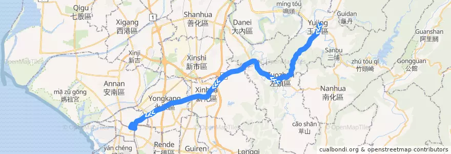 Mapa del recorrido 綠幹線(往臺南轉運站_返程) de la línea  en 臺南市.