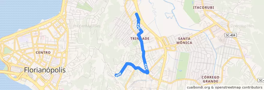 Mapa del recorrido Ônibus 179: Serrinha, Bairro=>TITRI, Ida de la línea  en Florianópolis.