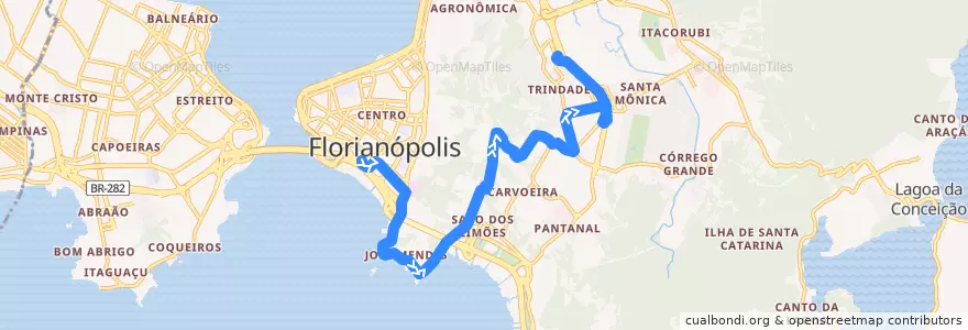 Mapa del recorrido Ônibus 191: Transcaeira, TICEN=>TITRI de la línea  en Florianópolis.