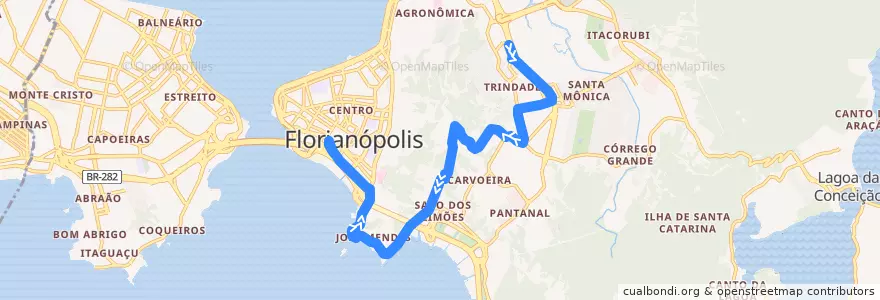 Mapa del recorrido Ônibus 191: Transcaeira, TITRI=>TICEN de la línea  en Florianópolis.
