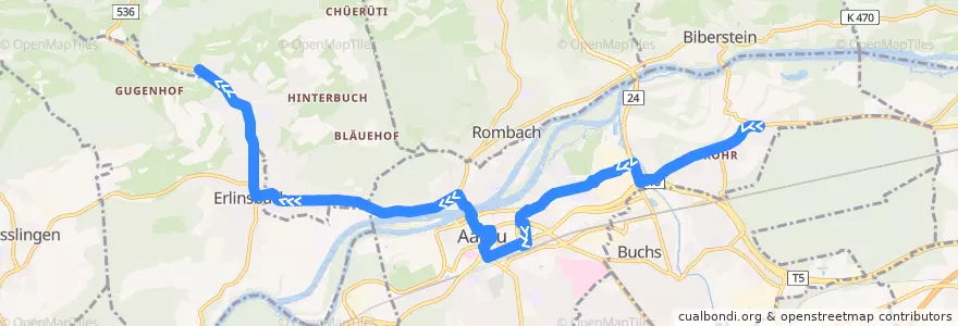 Mapa del recorrido Bus 2: Rohr AG => Erlinsbach de la línea  en Aargau.