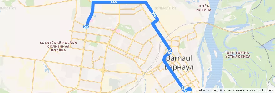 Mapa del recorrido Трамвай №1: Докучаево — пл. Свободы de la línea  en городской округ Барнаул.