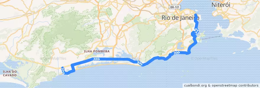 Mapa del recorrido Ônibus 2329 - Recreio → Castelo de la línea  en Rio de Janeiro.
