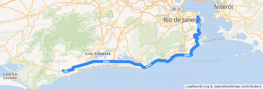 Mapa del recorrido Ônibus 2333 - Recreio → Castelo de la línea  en Rio de Janeiro.