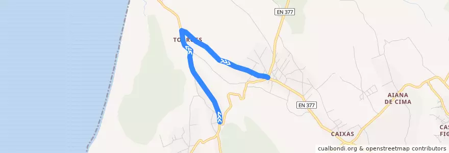 Mapa del recorrido Aldeia do Meco - Sesimbra de la línea  en Castelo.