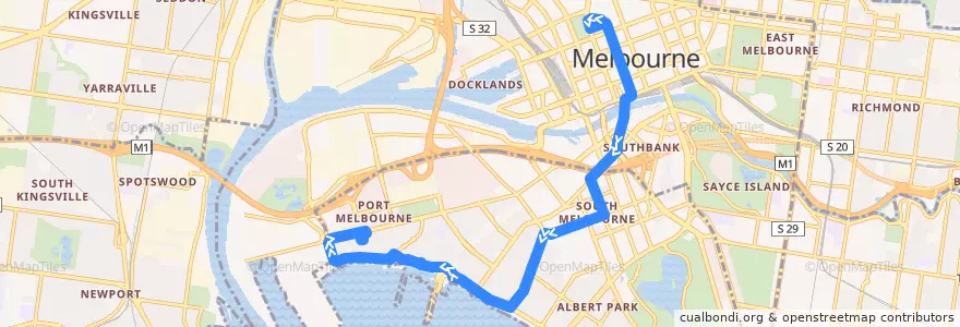 Mapa del recorrido Bus 236: City (Queen Victoria Market) => Pickles Street => Garden City de la línea  en ビクトリア.