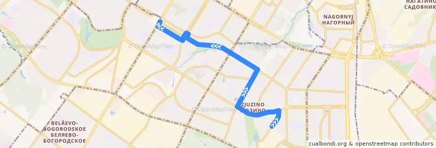Mapa del recorrido Автобус №710: метро Каховская - метро Новые Черёмушки de la línea  en Юго-Западный административный округ.
